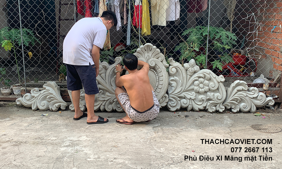 phù điêu xi măng mặt tiền 