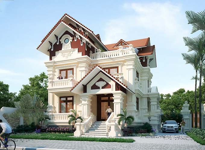 chi phí xây dựng biệt thự mái thái