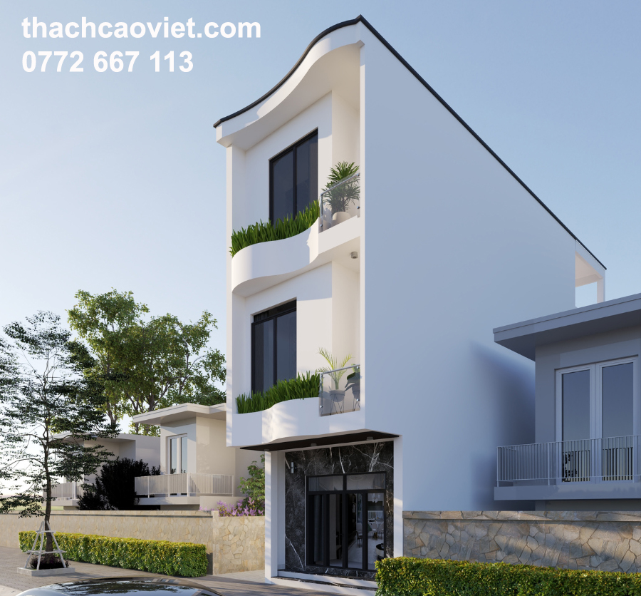 mặt tiền tân cổ điển ban công uốn cong