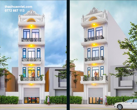 mặt tiền tân cổ điển lệch tầng