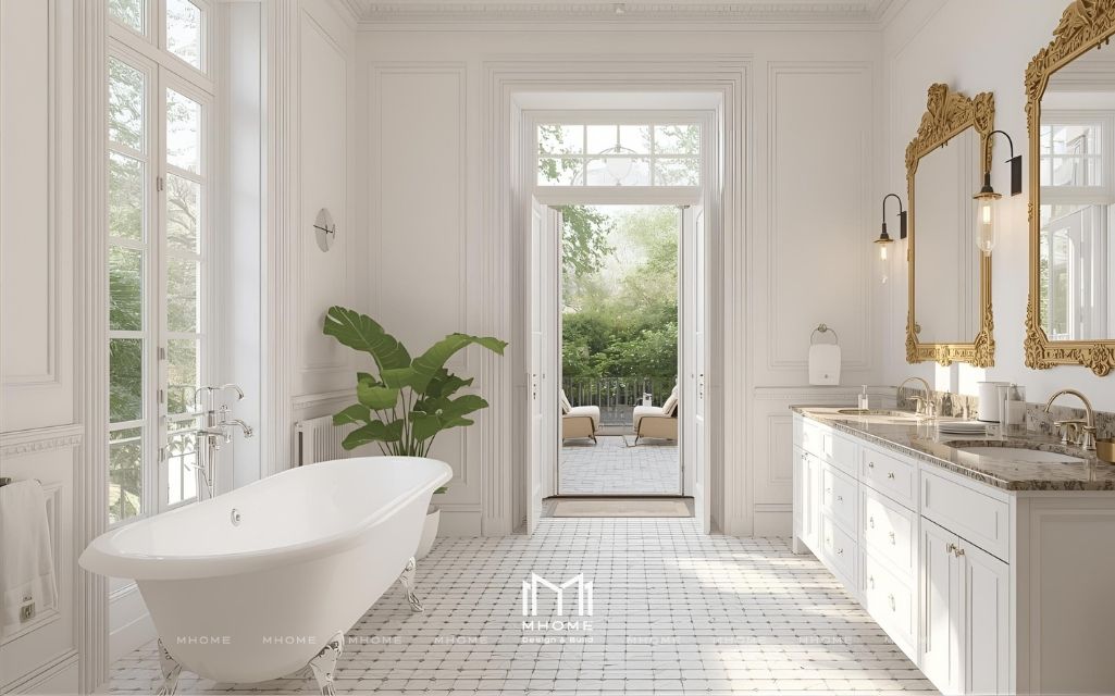 mẫu ph&ograve;ng tắm biệt thự vườn t&acirc;n cổ điển