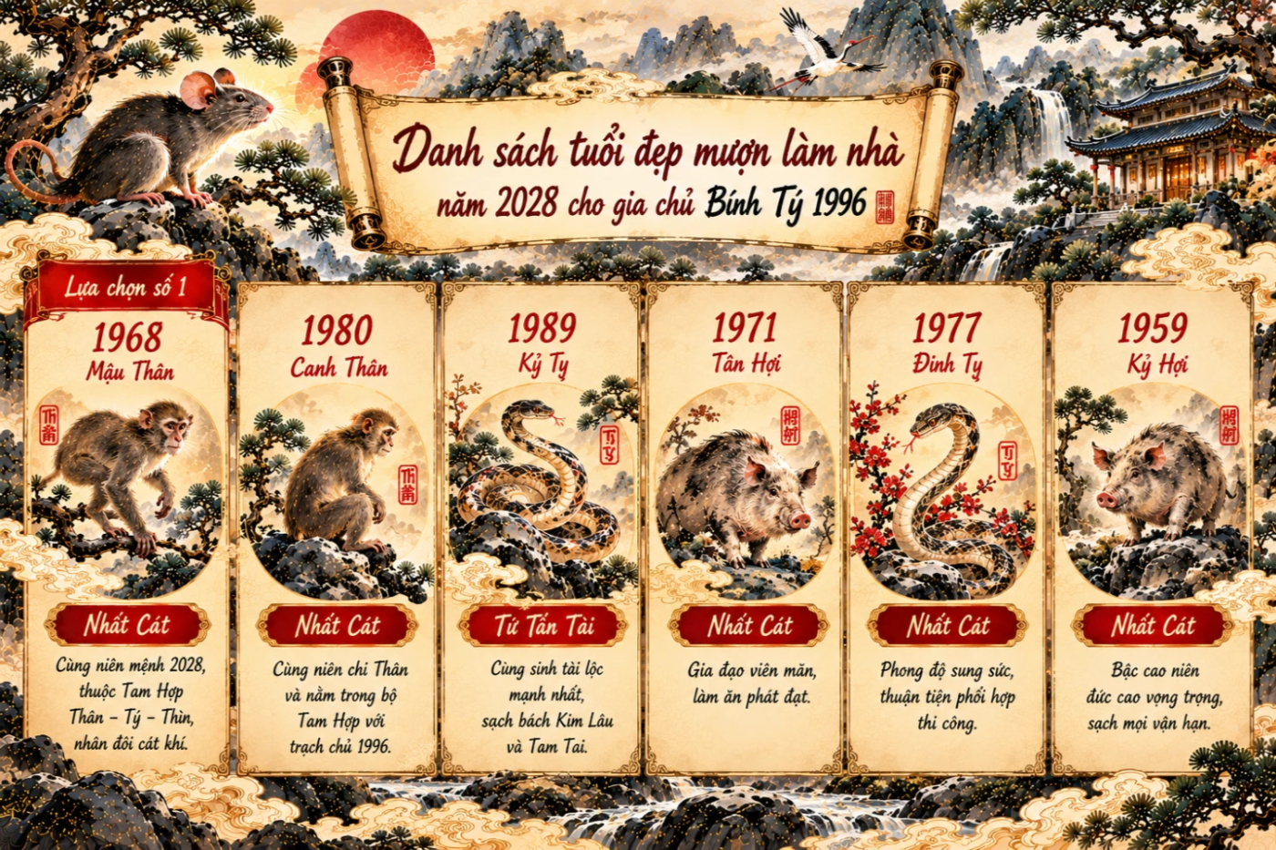 Tuổi Bính Tý 1996 làm nhà 2028