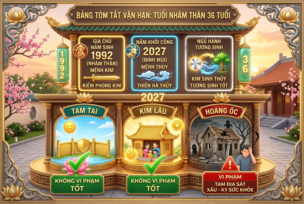 tuổi nhâm thân 1992 làm nhà năm 2027