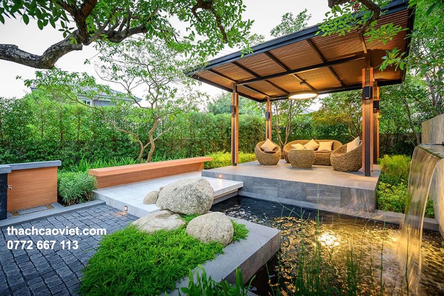 sân vườn phong cách bàn trà thư giãn