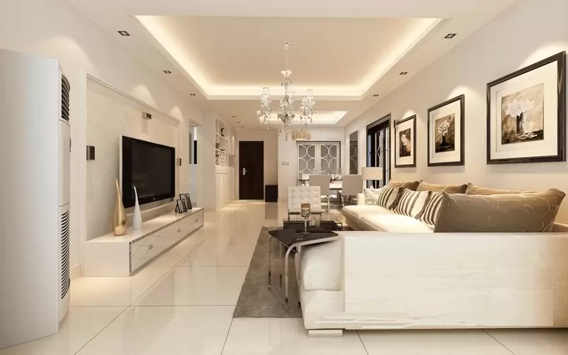 mẫu trần thạch cao phòng khách hình chữ nhật hiện đại