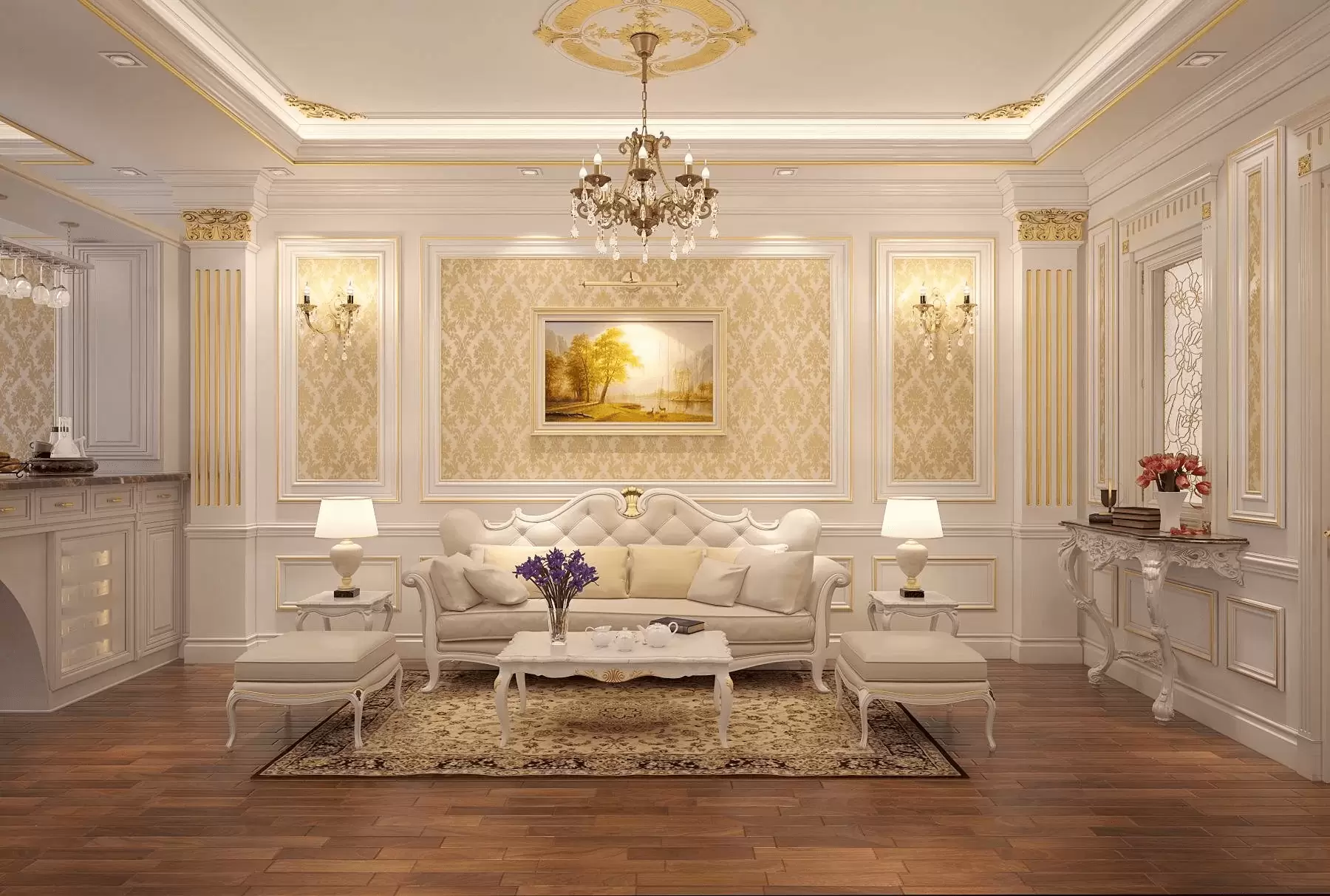 mẫu trần thạch cao phòng khách đẹp hiện đại sang trọng