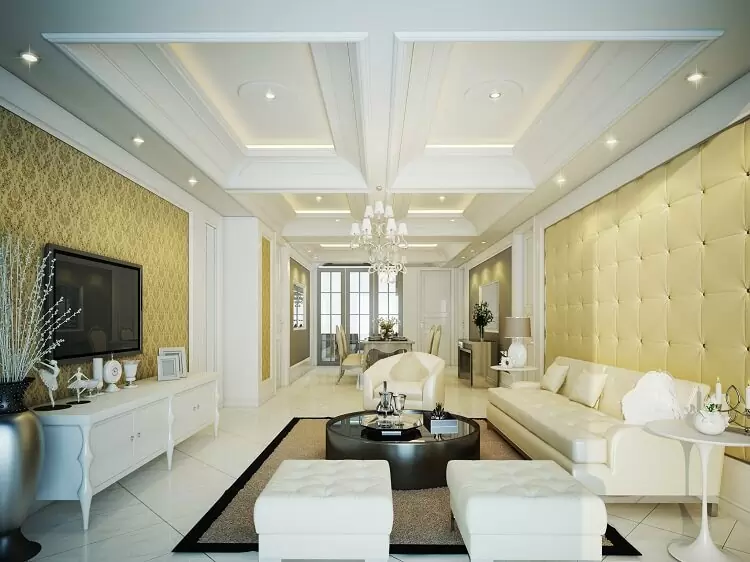mẫu trần thạch cao phòng khách đẹp hiện đại sang trọng