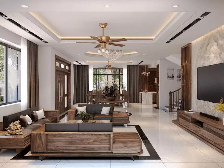 mẫu trần thạch cao phòng khách đẹp hiện đại sang trọng