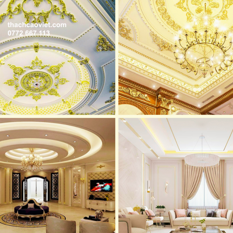 so sánh trần thạch cao thường và thạch cao dát vàng
