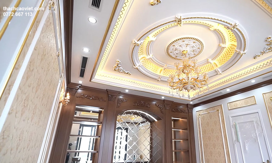 mẫu trần thạch cao phòng khách biệt thự
