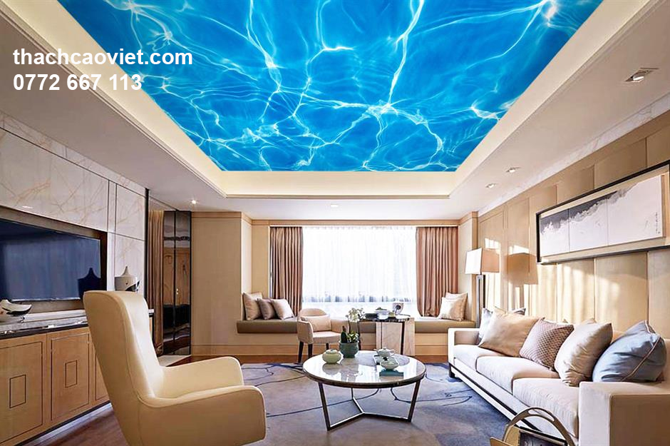 mẫu trần thạch cao phòng khách biệt thự