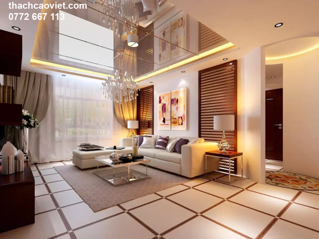 mẫu trần thạch cao phòng khách biệt thự